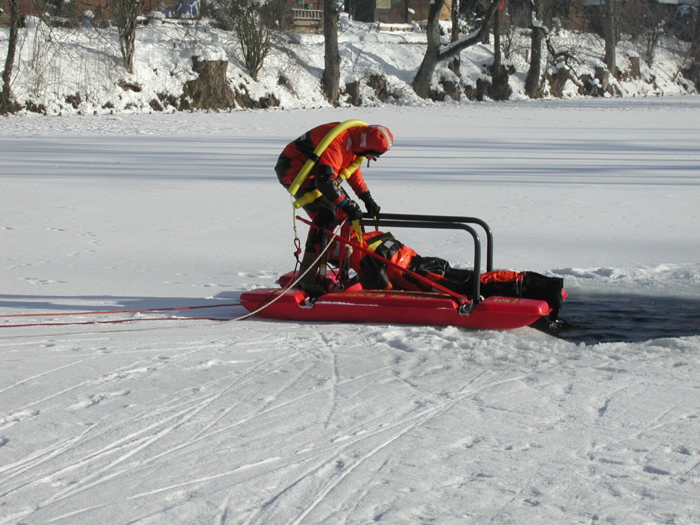 A complete rescue gear with a boat